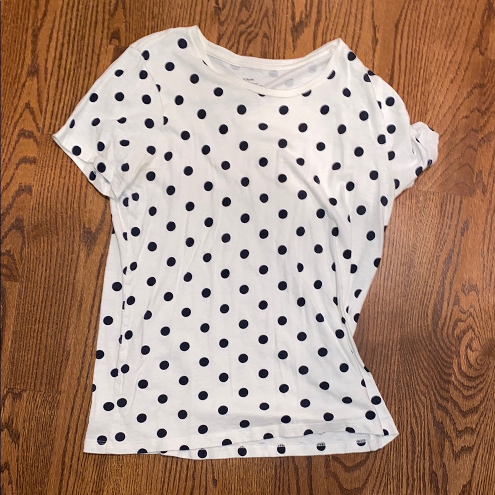 J Crew White Polka Dot T-Shirt